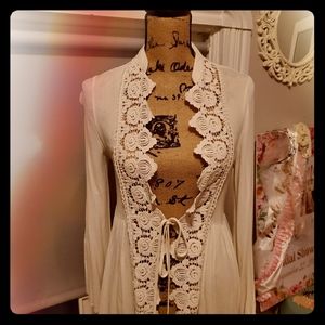 White tie blouse/cardigan